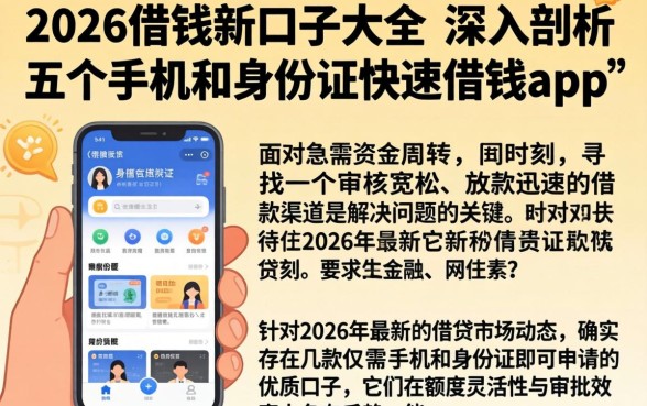 2026借钱新口子大全，深入剖析五个手机和身份证快速借钱app
