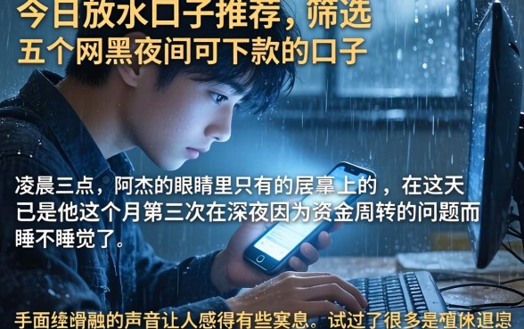 今日放水口子推荐，筛选五个网黑夜间可下款的口子