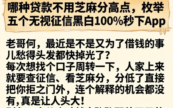 哪种贷款不用芝麻分高点，枚举五个无视征信黑白100%秒下app