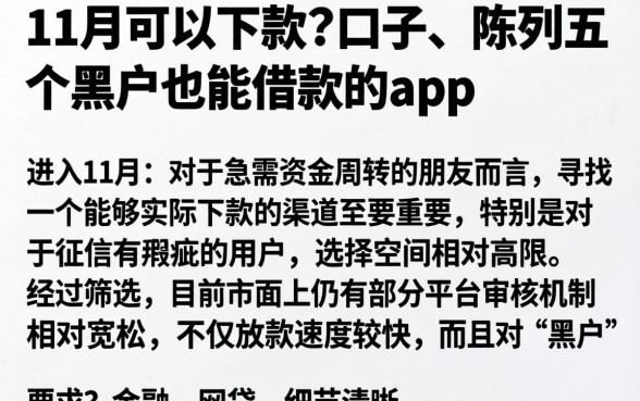 11月可以下款的口子，陈列五个黑户也能借款的app