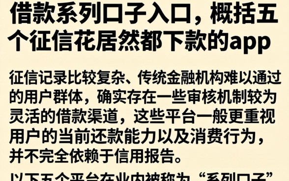 借款系列口子入口，概括五个征信花居然都下款的app