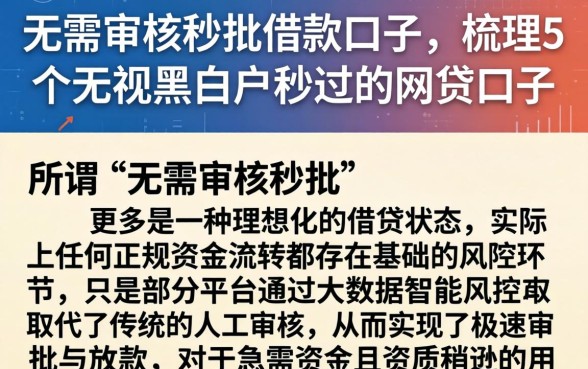 无需审核秒批借款口子，梳理5个无视黑白户秒过的网贷口子