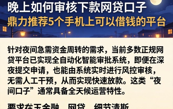 晚上如何审核下款的网贷口子，鼎力推荐5个手机上可以借钱的平台