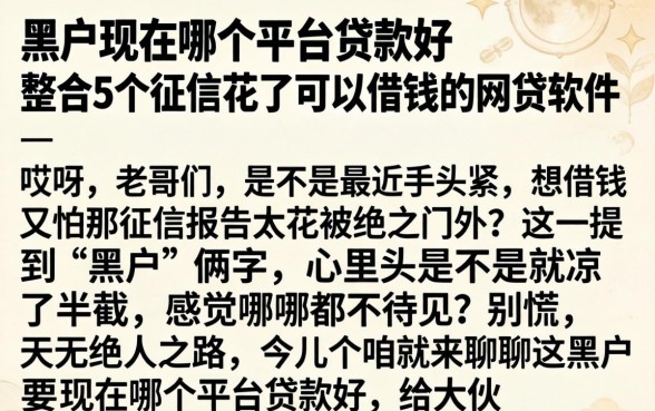 黑户现在哪个平台贷款好，整合5个征信花了可以借钱的网贷软件