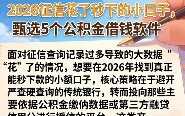2026征信花了秒下的小口子，甄选5个公积金借钱软件