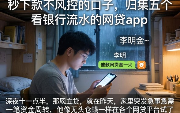 秒下款不风控的口子，归集五个看银行流水的网贷app