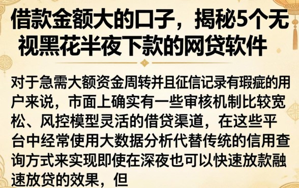 借款金额大的口子，揭秘5个无视黑花半夜下款的网贷软件