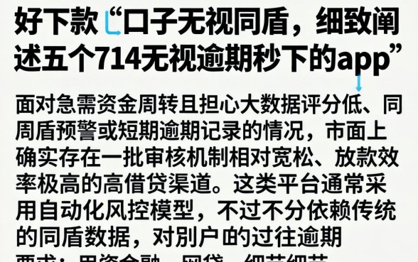 好下款的口子无视同盾，细致阐述五个714无视逾期秒下的app