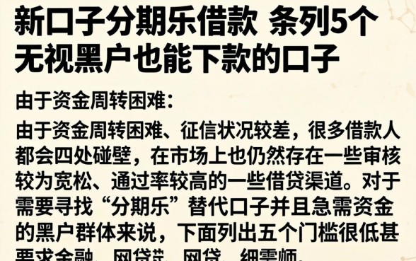 新口子分期乐借款，条列5个无视黑户也能下款的口子