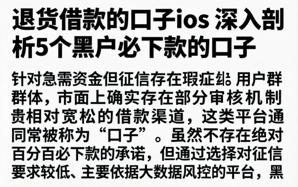 退货借款的口子ios，深入剖析5个黑户必下款的口子