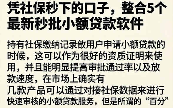 凭社保秒下的口子,整合5个最新秒批小额贷款软件