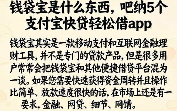 钱袋宝是什么东西，归纳5个支付宝快贷轻松借app