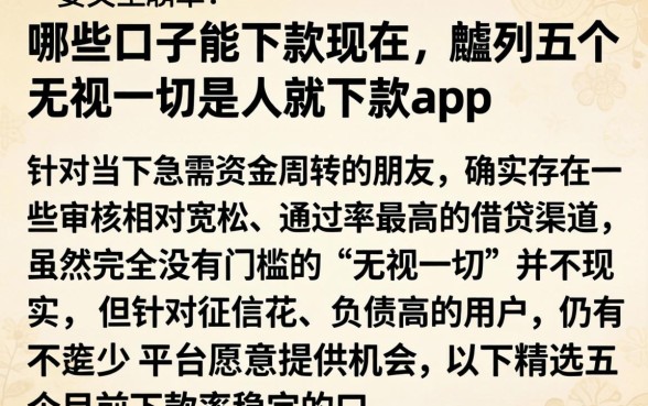 哪些口子能下款现在，胪列五个无视一切是人就下款app