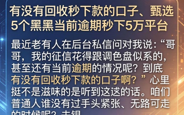 有没有回收秒下款的口子，甄选5个黑户当前逾期秒下5万平台