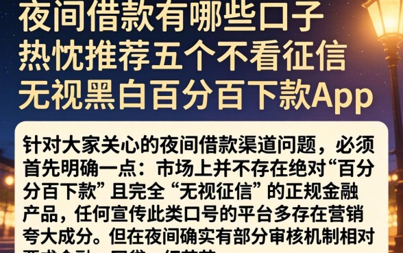 夜间借款有哪些口子，热忱推荐五个不看征信无视黑白百分百下款app