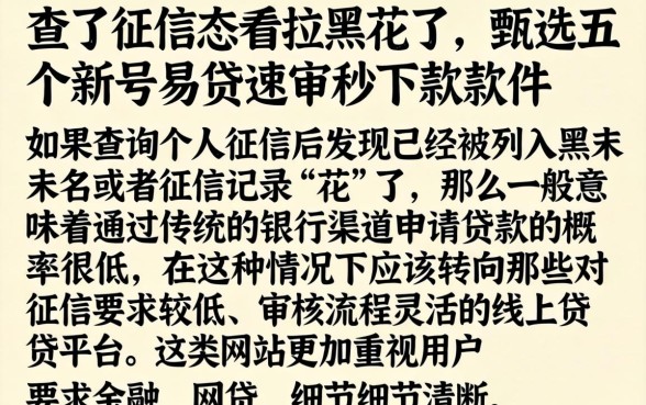 查了征信怎么看拉黑花了，甄选五个新号易贷速审秒下款软件
