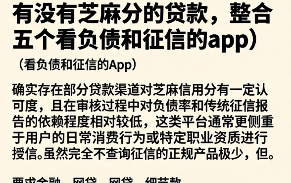 有没有芝麻分的贷款，整合五个不看负债和征信的app
