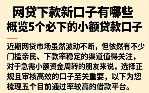 网贷下款新口子有哪些，概览5个必下的小额贷款口子