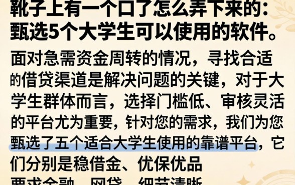 靴子上有一个口子怎么弄下来的，甄选5个大学生可以使用的软件
