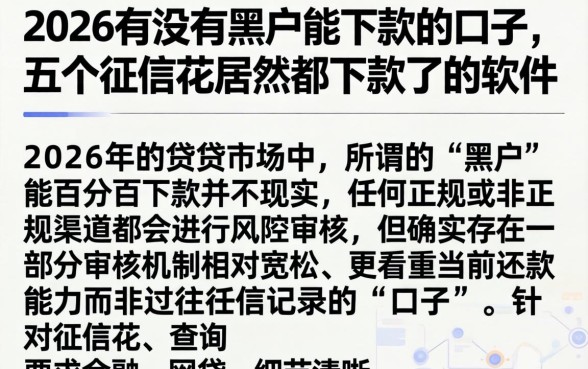 2026有没有黑户能下款的口子,详细阐述五个征信花居然都下款了的软件
