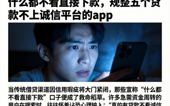 什么都不看直接下款，规整五个贷款不上诚信平台的app