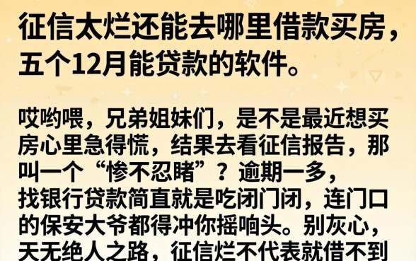 征信太烂还能去哪里借款买房，详细阐述五个12月能贷款的软件