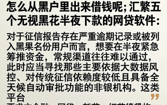 怎么从黑户里出来借钱呢，汇整五个无视黑花半夜下款的网贷软件