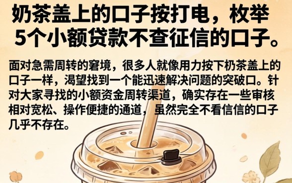 奶茶盖上的口子按下去，枚举5个小额贷款不查征信的口子