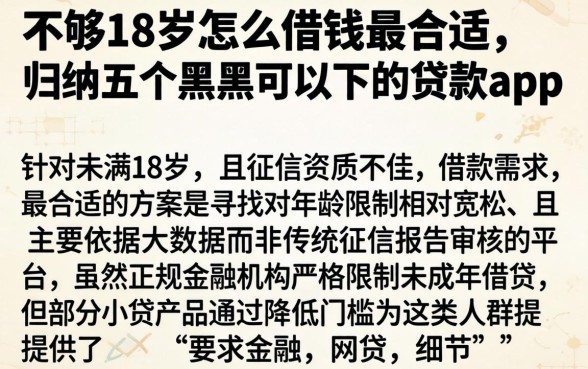 不够18岁怎么借钱最合适，归纳五个黑户可以下的贷款app