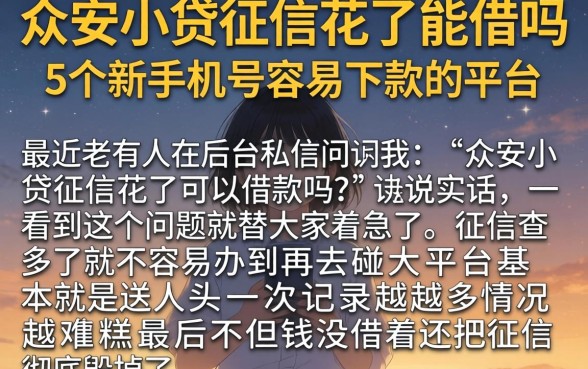 众安小贷征信花了能借吗，详细阐述5个新手机号容易下款的平台