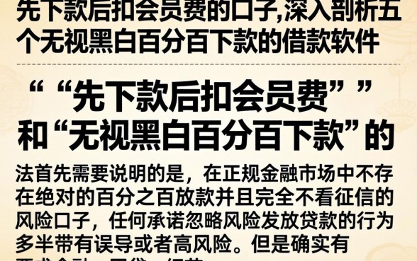 先下款后扣会员费的口子，深入剖析五个无视黑白百分百下款的借款软件