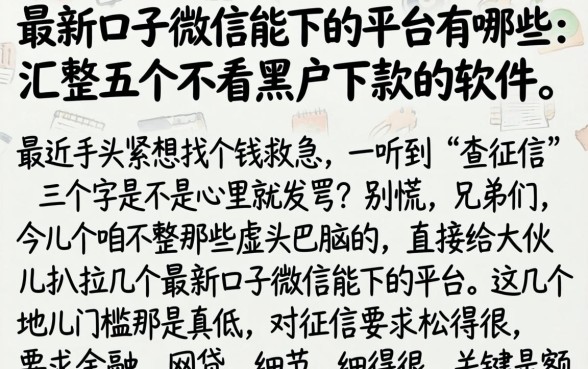最新口子微信能下的平台有哪些，汇整五个不看黑户下款的软件