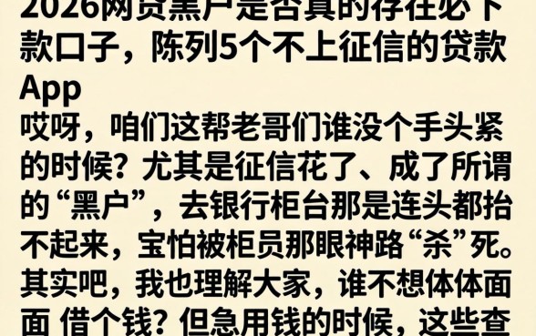 2026网贷黑户是否真的存在必下款口子,陈列5个不上征信的贷款app