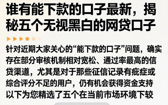 谁有能下款的口子最新，揭秘五个无视黑白的网贷口子