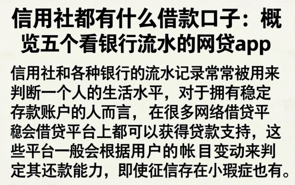 信用社都有什么借款口子,概览五个看银行流水的网贷app