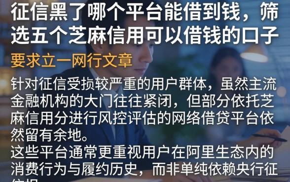 征信黑了哪个平台能借到钱，筛选五个芝麻信用可以借钱的口子