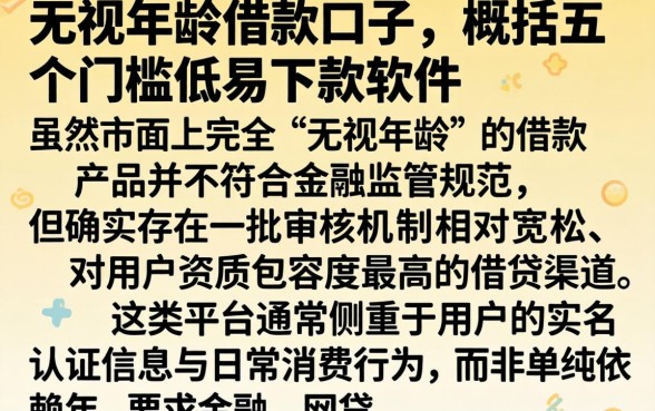 无视年龄借款的口子，概括五个门槛低易下款软件
