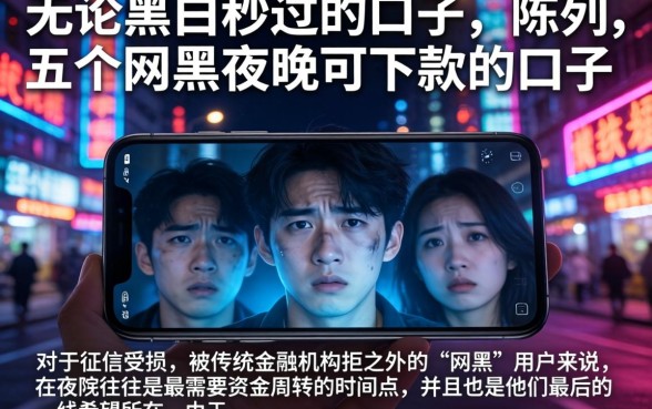 无论黑白秒过的口子，陈列五个网黑夜间可下款的口子