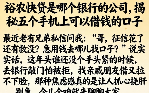 裕农快贷是哪个银行的公司，揭秘五个手机上可以借钱的口子