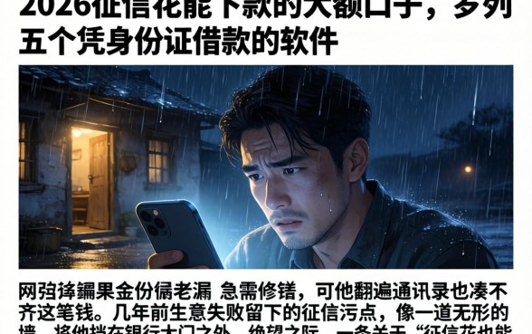 2026征信花能下款的大额口子，罗列五个凭身份证借款的软件