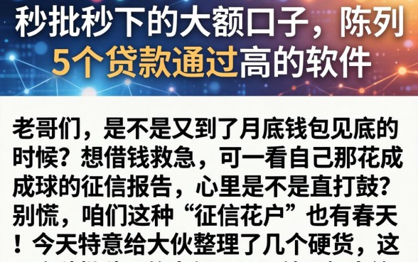 秒批秒下的大额口子,陈列5个贷款通过高的软件