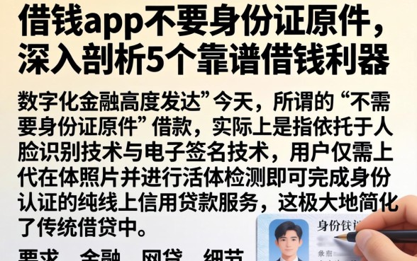 借钱app不要身份证原件，深入剖析5个靠谱借钱利器