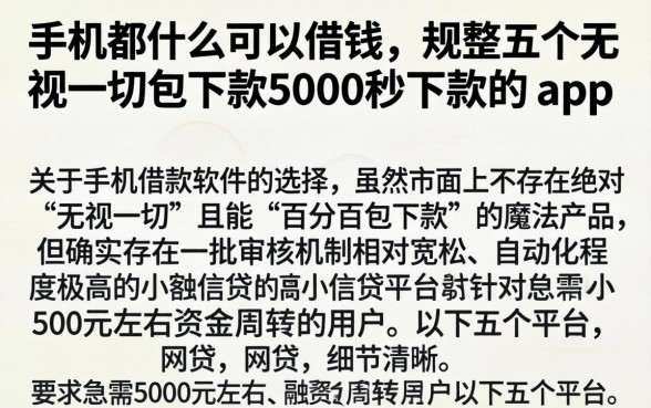 手机都什么可以借钱，规整五个无视一切包下款5000秒下款的app