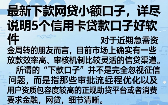 最新下款的网贷小额口子，详尽说明5个信用卡贷款口子好软件