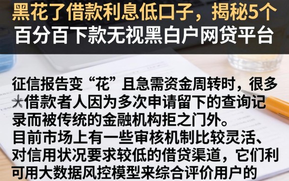 黑花了借款利息低的口子,揭秘5个百分百下款无视黑白户网贷平台