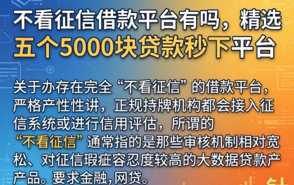 不看征信借款平台有吗，精选五个5000块贷款秒下平台