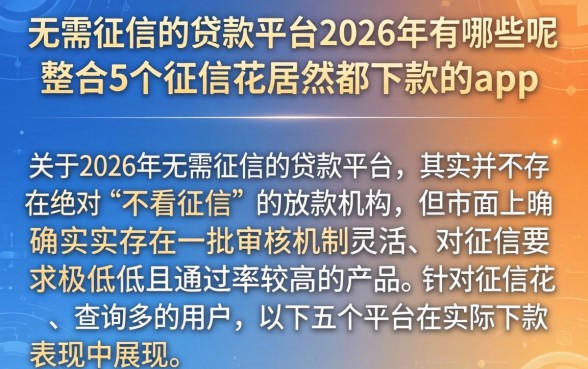 无需征信的贷款平台2026年有哪些呢,整合5个征信花居然都下款的app