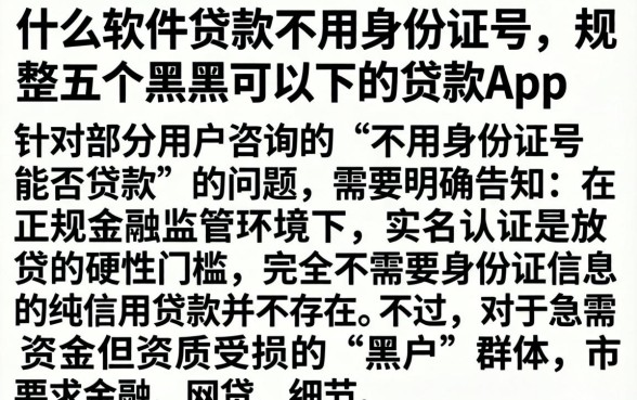 什么软件贷款不用身份证号，规整五个黑户可以下的贷款app