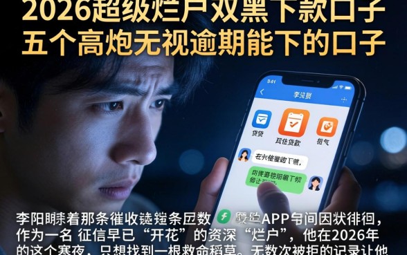 2026超级烂户双黑下款口子，概括五个高炮无视逾期能下的口子