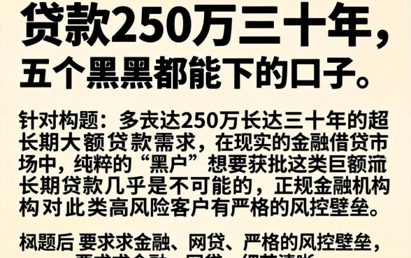 贷款250万三十年，详细阐述五个黑户都能下的口子